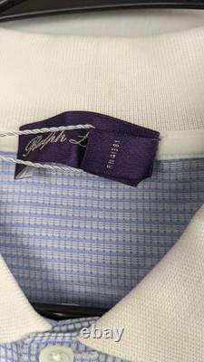 Ralph Lauren Purple Label Polo XXL Blue Check 100% Cotton Made in Italy NWT