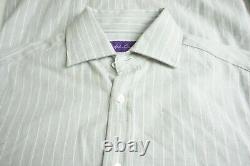 Ralph Lauren Purple Label RLPL Gray White Striped Cotton Button Up Shirt XS NEW