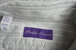 Ralph Lauren Purple Label RLPL Gray White Striped Cotton Button Up Shirt XS NEW