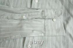 Ralph Lauren Purple Label RLPL Gray White Striped Cotton Button Up Shirt XS NEW