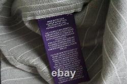 Ralph Lauren Purple Label RLPL Gray White Striped Cotton Button Up Shirt XS NEW