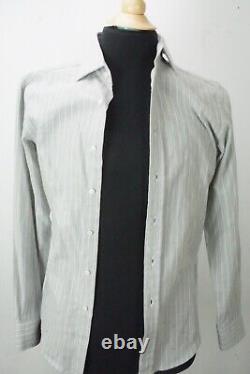 Ralph Lauren Purple Label RLPL Gray White Striped Cotton Button Up Shirt XS NEW