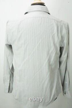 Ralph Lauren Purple Label RLPL Gray White Striped Cotton Button Up Shirt XS NEW