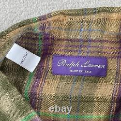 Ralph Lauren Purple Label Shirt Men 2XL Farm Olive Plaid 100% Linen LS NWT $595