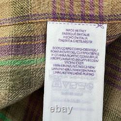 Ralph Lauren Purple Label Shirt Men 2XL Farm Olive Plaid 100% Linen LS NWT $595