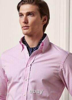 Ralph Lauren Purple Label Shirt Men Large Pink Bengal Stripe Poplin NWT $450