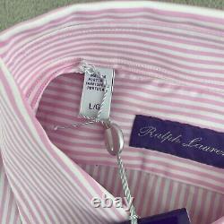 Ralph Lauren Purple Label Shirt Men Large Pink Bengal Stripe Poplin NWT $450