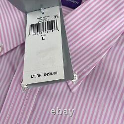 Ralph Lauren Purple Label Shirt Men Large Pink Bengal Stripe Poplin NWT $450