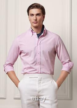 Ralph Lauren Purple Label Shirt Men Large Pink Bengal Stripe Poplin NWT $450