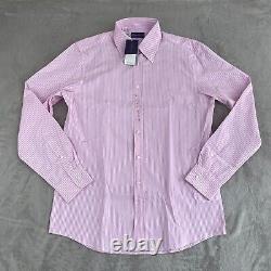 Ralph Lauren Purple Label Shirt Men Large Pink Bengal Stripe Poplin NWT $450