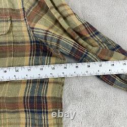 Ralph Lauren Purple Label Shirt Men XL Khaki Multi Plaid 100% Linen NWT $595