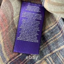 Ralph Lauren Purple Label Shirt Men XL Khaki Multi Plaid 100% Linen NWT $595