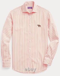 Ralph Lauren Purple Label Striped Equestrian Poplin Standing Horse Sport Shirt