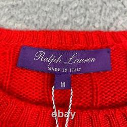 Ralph Lauren Purple Label Sweater Medium Red Cable Knit Cashmere $ 750 New Italy