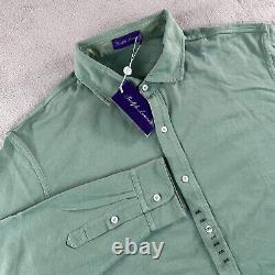 Ralph Lauren Purple Label Washed Pique Shirt Men 2XL Green Bay Designer NWT $395