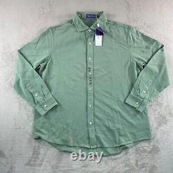 Ralph Lauren Purple Label Washed Pique Shirt Men 2XL Green Bay Designer NWT $395