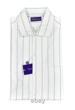 Ralph Lauren Purple Label White Striped Cotton Pocket Dress Shirt New $425