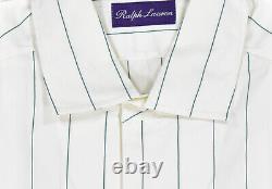 Ralph Lauren Purple Label White Striped Cotton Pocket Dress Shirt New $425