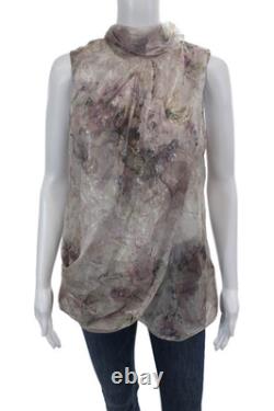 Ralph Lauren Purple Label Womens Floral Sleeveless Sheer Tied Top Purple Size 8