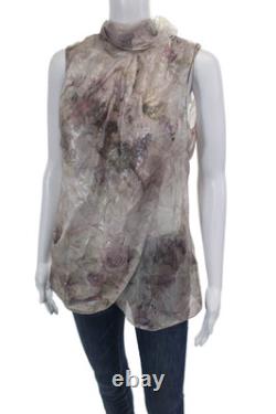 Ralph Lauren Purple Label Womens Floral Sleeveless Sheer Tied Top Purple Size 8