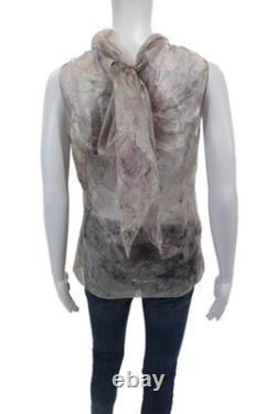 Ralph Lauren Purple Label Womens Floral Sleeveless Sheer Tied Top Purple Size 8