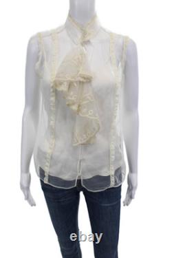 Ralph Lauren Purple Label Womens Floral Sleeveless Sheer Tied Top Purple Size 8
