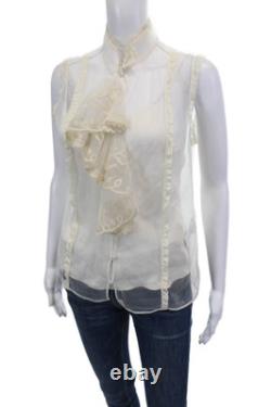 Ralph Lauren Purple Label Womens Floral Sleeveless Sheer Tied Top Purple Size 8