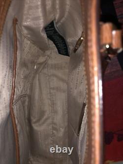 Ralph Lauren RLL Caramel Brown Leather Purse Hand Bag Shoulder Strap Gold Accent