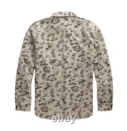 Ralph Lauren RRL Grey Brushed Cotton Western Print Chamois Workshirt New