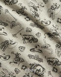 Ralph Lauren RRL Grey Brushed Cotton Western Print Chamois Workshirt New