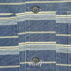 Ralph Lauren RRL Indigo Striped Cotton Jersey Guayabera Camp Shirt New