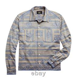 Ralph Lauren RRL Jacquard Cotton Jersey Southwestern Camp Shirt New Men L Large