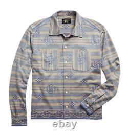 Ralph Lauren RRL Jacquard Knit Cotton Jersey Southwestern Camp Shirt New