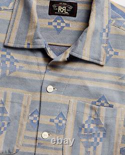 Ralph Lauren RRL Jacquard Knit Cotton Jersey Southwestern Camp Shirt New