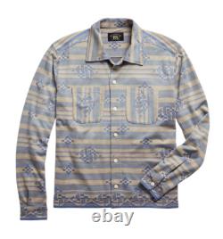 Ralph Lauren RRL Jacquard Knit Cotton Jersey Southwestern Camp Shirt S New