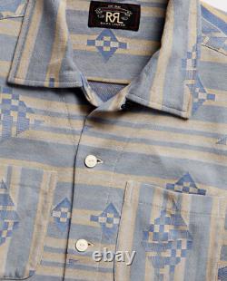 Ralph Lauren RRL Jacquard Knit Cotton Jersey Southwestern Camp Shirt S New