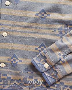Ralph Lauren RRL Jacquard Knit Cotton Jersey Southwestern Camp Shirt S New