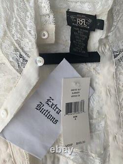 Ralph Lauren RRL Women's Lace Button Down Shirt Size 2 New With Tags! Stunning