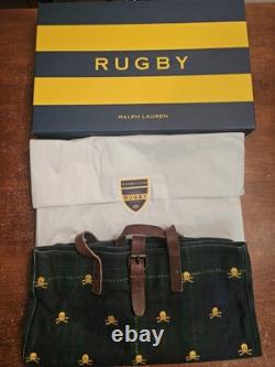 Ralph Lauren Rugby Skull & Crossbones Green Blackwatch Plaid Tote Bag NEW IN BOX