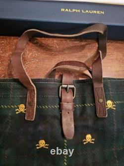 Ralph Lauren Rugby Skull & Crossbones Green Blackwatch Plaid Tote Bag NEW IN BOX