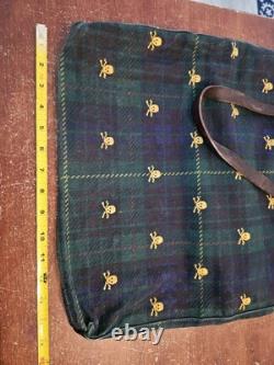 Ralph Lauren Rugby Skull Crossbones Green Blackwatch Plaid Tote Bag Retired New