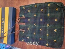Ralph Lauren Rugby Skull Crossbones Green Blackwatch Plaid Tote Bag Retired New