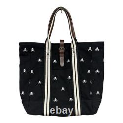 Ralph Lauren Rugby Skull Embroidery Canvas Tote Bag Black Limited Edition New