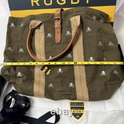Ralph Lauren Rugby Skull Embroidery Canvas Tote Bag Tan New With Box Tags Rare