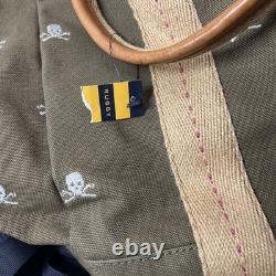 Ralph Lauren Rugby Skull Embroidery Canvas Tote Bag Tan New With Box Tags Rare