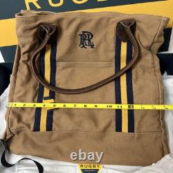 Ralph Lauren Rugby Tote Shoulder Bag Brown NEW W Tag And Box Rare Leather Strap