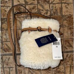 Ralph Lauren Shearling Leather Medium Crossbody-White/Laurel Tan NWT Dust cover