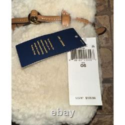 Ralph Lauren Shearling Leather Medium Crossbody-White/Laurel Tan NWT Dust cover