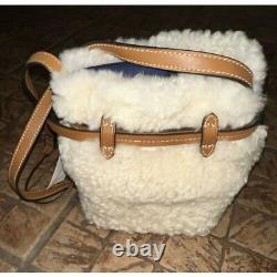 Ralph Lauren Shearling Leather Medium Crossbody-White/Laurel Tan NWT Dust cover