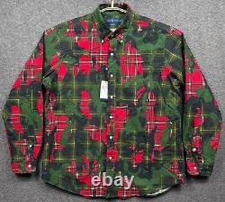 Ralph Lauren Shirt Mens XL Green Camo Red Plaid Printed Classic Button Oxford